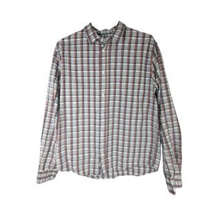 Frank & Eileen Shirt Mens S Gray Red Plaid Paul Cotton Button Up‎ Italian Fabric